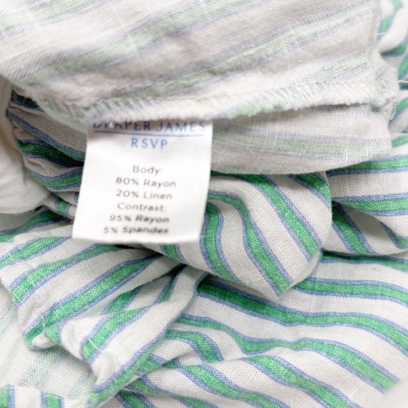 DRAPER JAMES RSVP Women’s Blue White Stripe Button Up Linen Blend Bodysuit XL - Picture 7 of 8